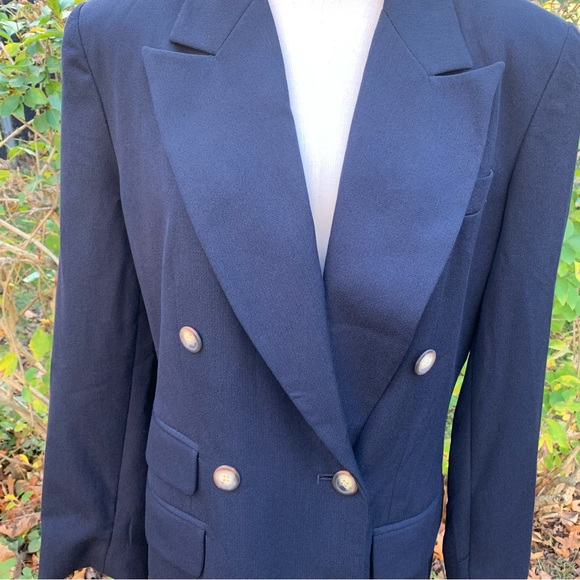 Vintage Navy long blazer 8  Women’s By Theomiles - Picture 3 of 13